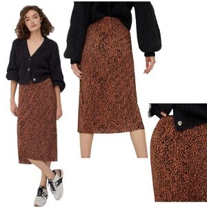 Anthropologie Maeve Cheetah leopard Mazie pleated midi skirt Sz S NWOT